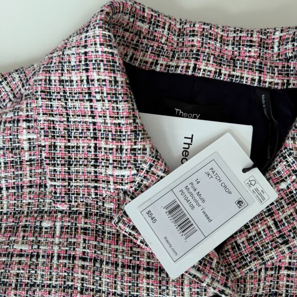 Theory Tweed Blazer Jacket 14 Pink Quiet Luxury Elegant Old Money Blair Waldorf - Picture 6 of 8